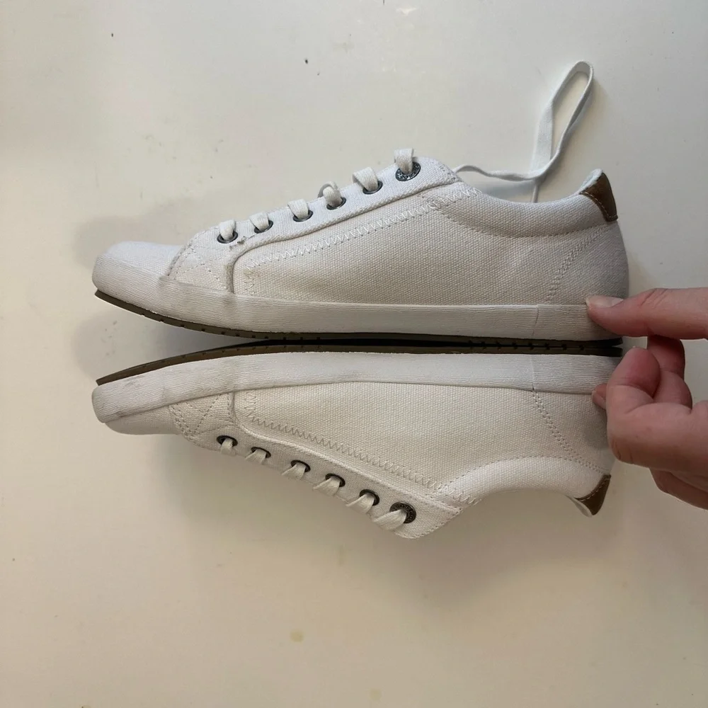 Taos Star Burst Canvas Lace-up Casual SneakerWith Brown Leather Accents Size 9.5 - Picture 11 of 12